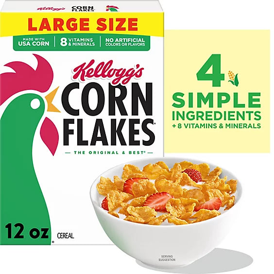 Corn Flakes Breakfast Cereal 8 Vitamins and Minerals Original - 12 Oz