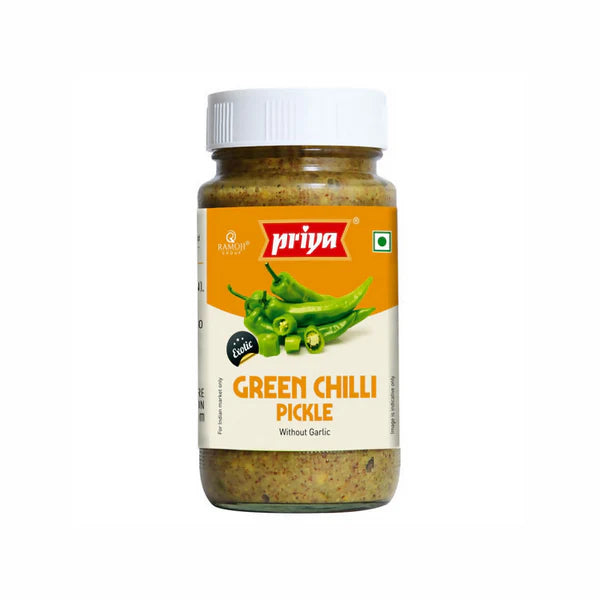 Priya Green Chilli Pickle Without Garlic - 300g
