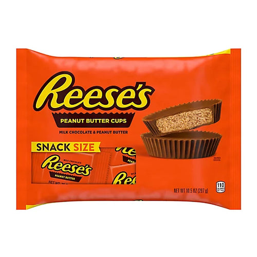 REESE'S Milk Chocolate Snack Size Peanut Butter Cups Candy Bag - 10.5 Oz