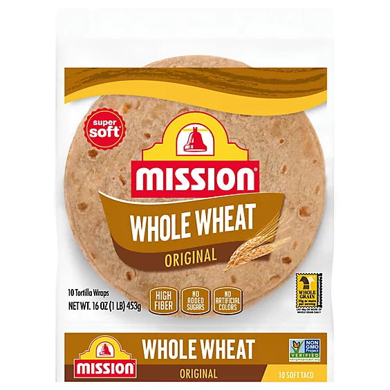 Mission Super Soft Whole Wheat Flour Tortillas Soft Taco Size - 10 Count