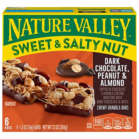 Nature Valley Granola Bars Sweet & Salty Nut Dark Chocolate Peanut & Almond - 6-1.24 Oz