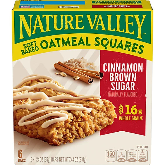Nature Valley Oatmeal Squares Soft-Baked Cinnamon Brown Sugar - 6-1.24 Oz