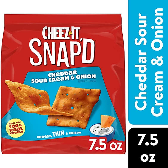 Cheez-It Snapd Cheese Cracker Chips Cheddar Sour Cream and Onion Thin Crisps - 7.5 Oz