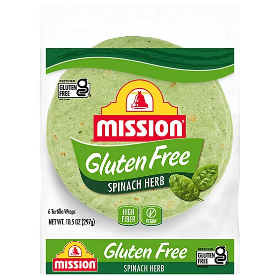 Mission Gluten Free Spinach & Herb Tortilla Wraps - 6 Count