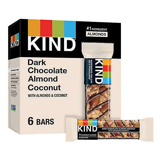 KIND Dark Chocolate Almond Coconut Low Glycemic Index Snack Bars - 6-1.4 Oz