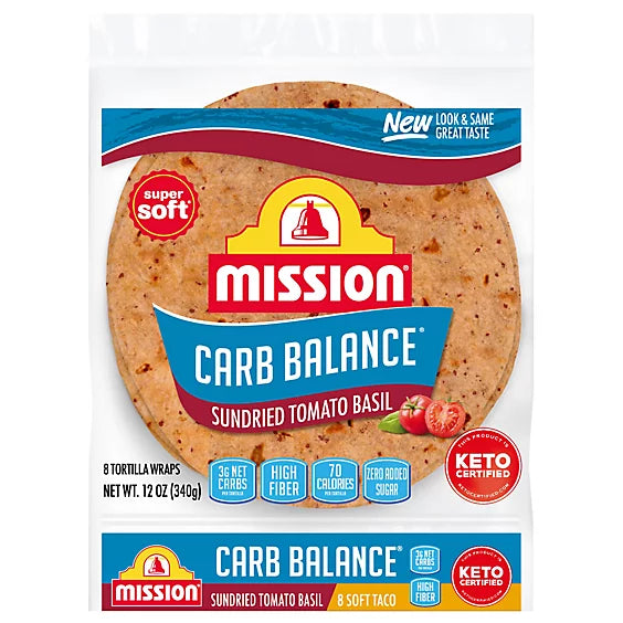 Mission Carb Balance Sundried Tomato Basil Tortilla Wraps - 8 Count