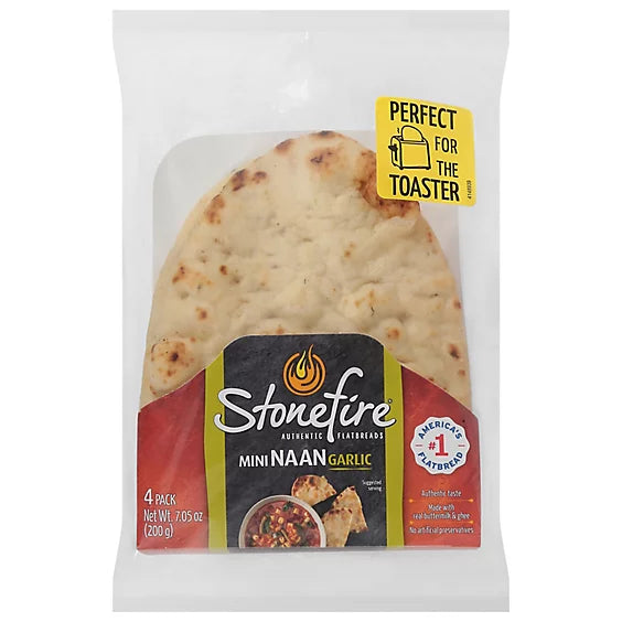Stonefire Garlic Mini Naan 4 Count - 7.05 OZ
