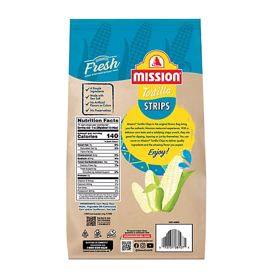 Mission Strips White Corn Tortilla Chips - 11 Oz