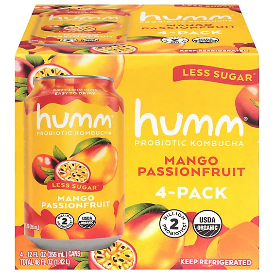 Humm Kombucha Mango Passionfruit 12oz 4pk Cans - 4-12 FZ