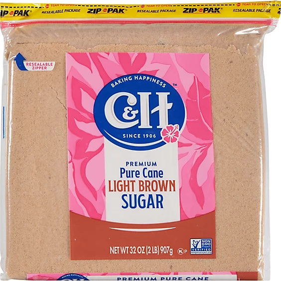 C&H Premium Pure Cane Light Brown Sugar Bag - 2 LB