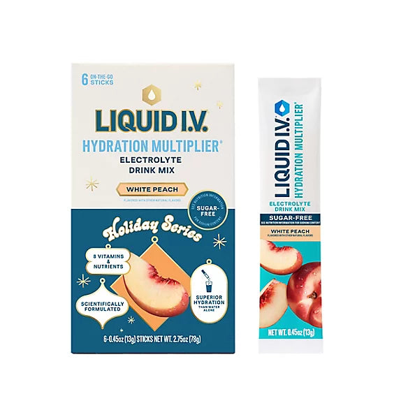 Liquid I.V. Hydration Multiplier Sugar Free White Peach Electrolyte Powder Drink Mix - 6 Count
