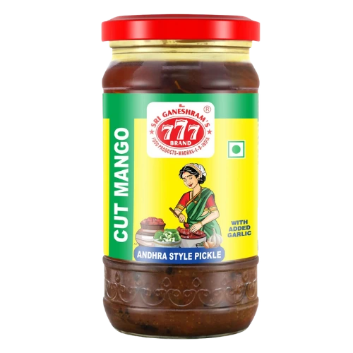 777 Cut Mango Pickle With Garlic - 300g