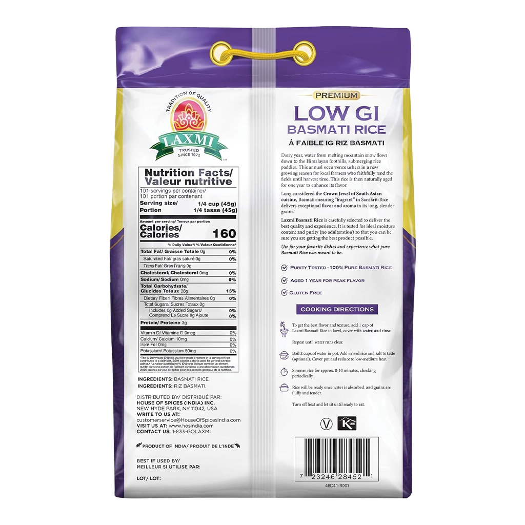 LAXMI LOW GI BASMATI RICE 10 lb