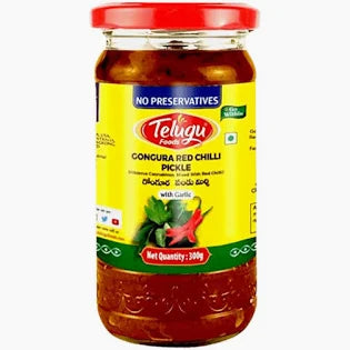 Telugu Foods Gongura Red Chilli Pickle With Garlic- 300g