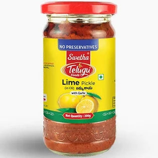 Telugu Foods Lime Pickle with Garlic- 300g